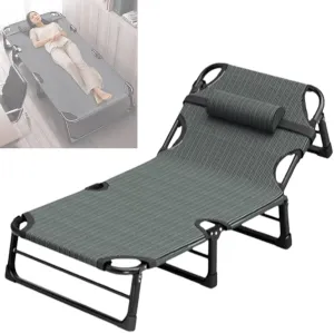 Portable Folding Adult Bed,Camping Cot 4 Position Adjustable Rollaway Bed, Folding Camping Cot Sleeping Cot for Office Beach Picnic Terrace Pools, Also As Portable Sunlounger Guest Bed