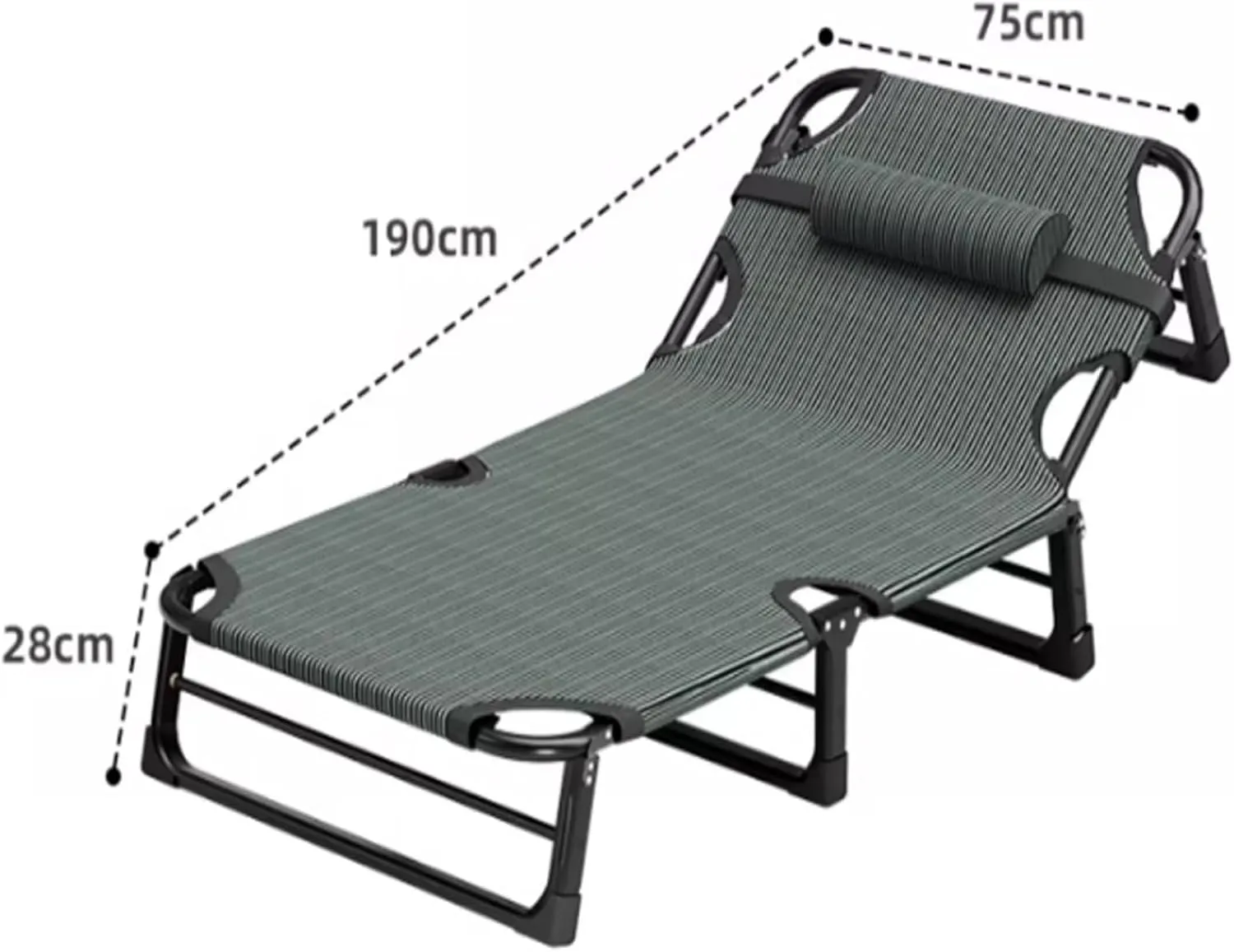 Portable Folding Adult Bed,Camping Cot 4 Position Adjustable Rollaway Bed, Folding Camping Cot Sleeping Cot for Office Beach Picnic Terrace Pools, Also As Portable Sunlounger Guest Bed