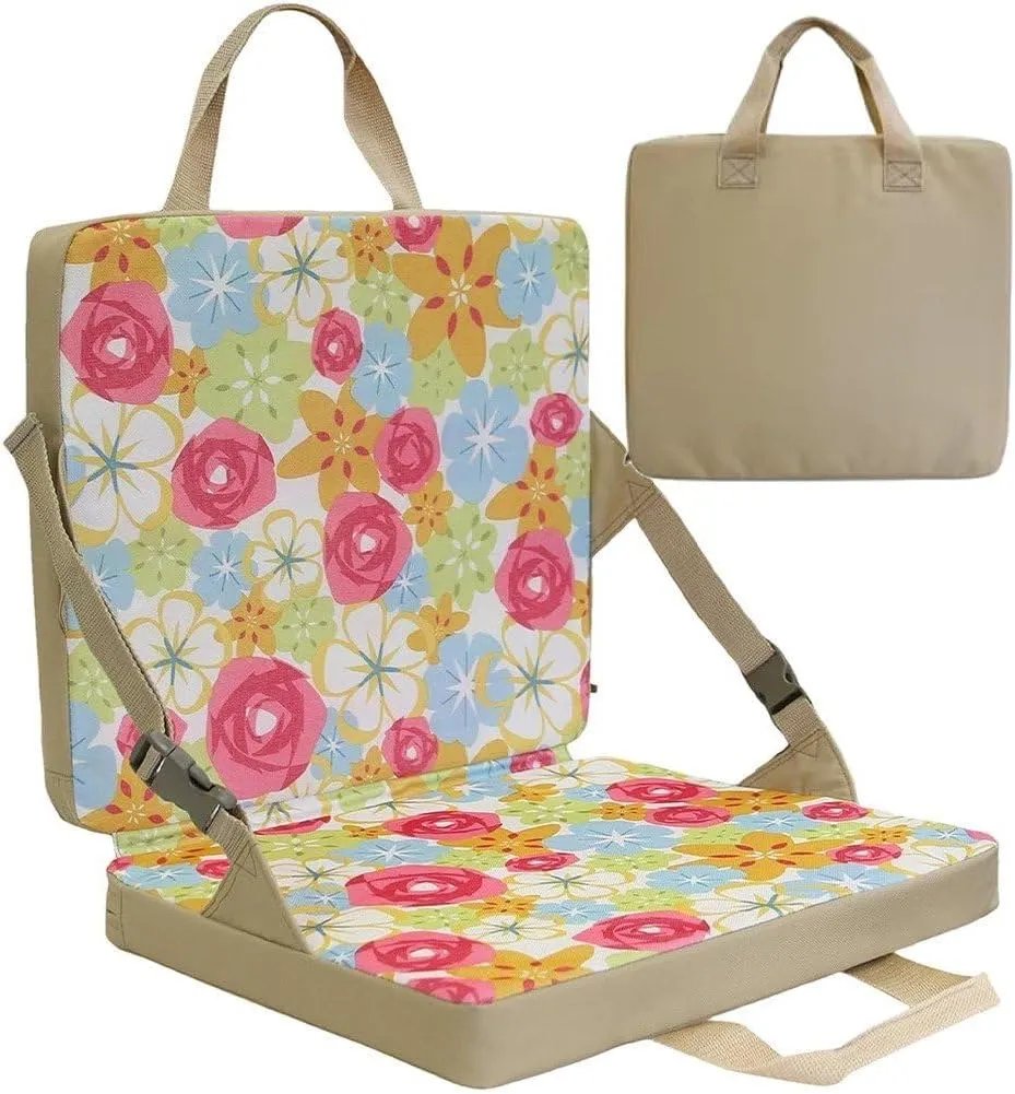 Portable Folding Padded Chair Seat Lightweight Compact Seating with Backrest Stadium Seat Cushion Camping Beach Picnic Sit Pad