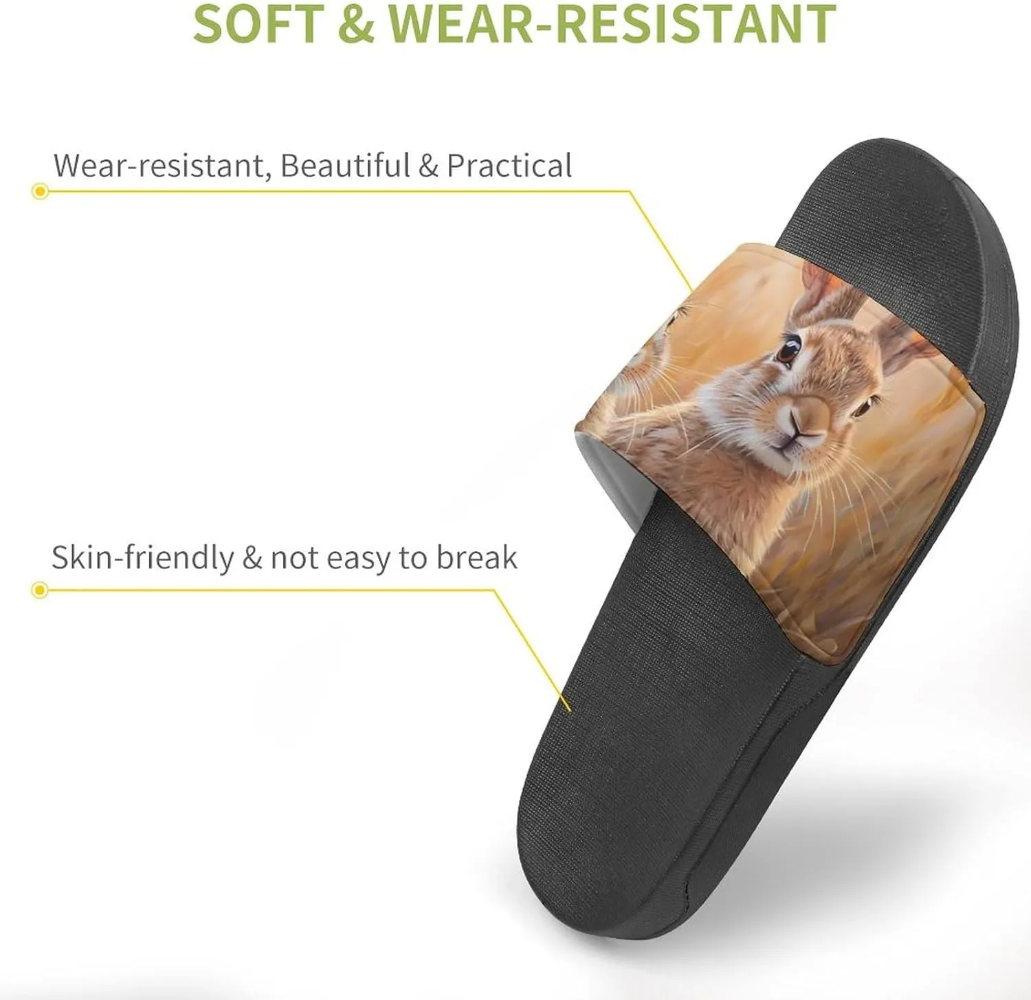 Prairies Hare Rabbits Slippers Indoor Outdoor Unisex House Slipper Shower Slippers Non-Slip Open Toe Shoes