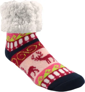 Pudus Cozy Winter Slipper Socks Women & Men w Non-Slip Grippers Faux Fur Sherpa