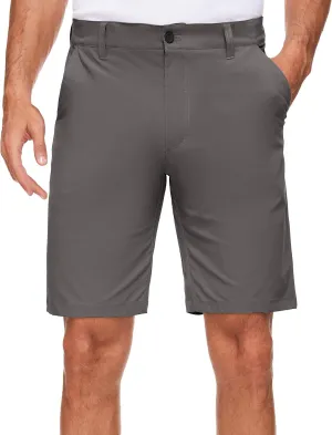 PULI Men's Golf Shorts Stretch Casual Dress 10 Inch Inseam Lightweight Quick Dry Waterproof Hiking Shorts with Pockets