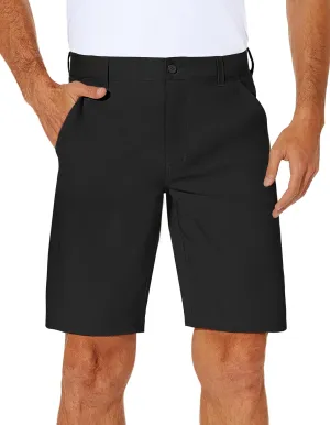 PULI Men's Stretch Golf Short Quick Dry Dress Casual Lightweight Flat Front 10" Summer Hybrid Shorts with Pockets