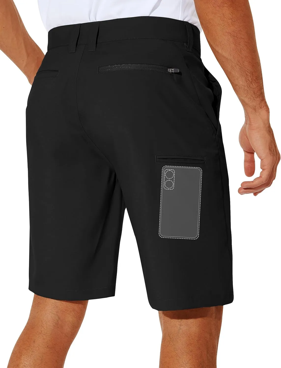 PULI Men's Stretch Golf Short Quick Dry Dress Casual Lightweight Flat Front 10" Summer Hybrid Shorts with Pockets