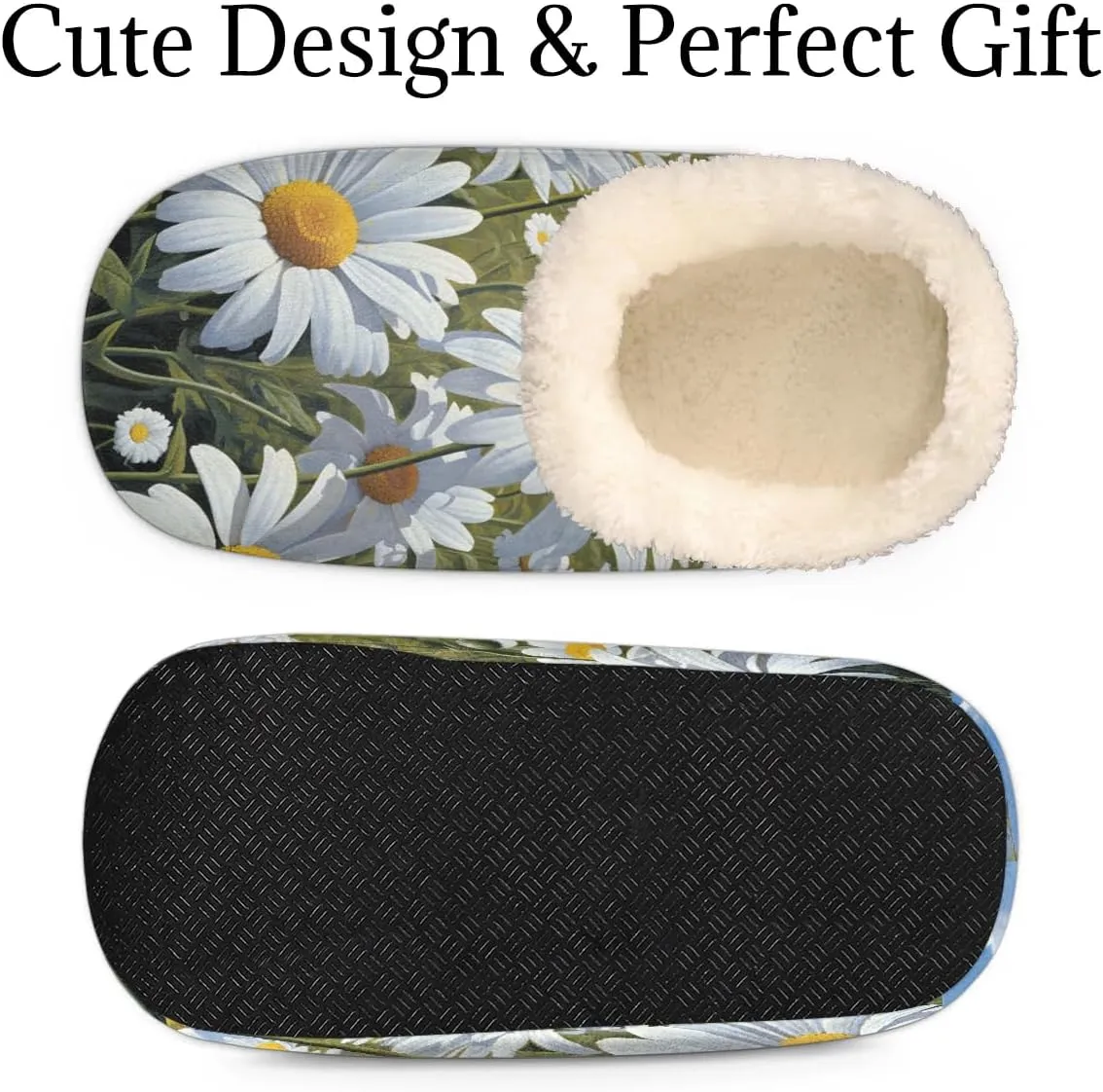 QsirBC Beautiful Chrysanthemum Field Slippers for Women Men Soft Memory Foam Slippers Non-Slip Soles Indoor Outdoor Cozy Fuzzy Warm Slippers