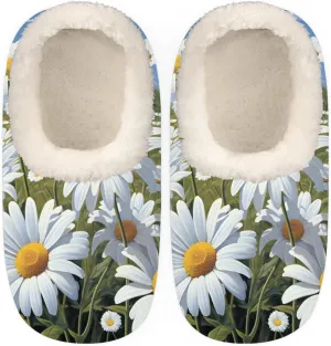 QsirBC Beautiful Chrysanthemum Field Slippers for Women Men Soft Memory Foam Slippers Non-Slip Soles Indoor Outdoor Cozy Fuzzy Warm Slippers