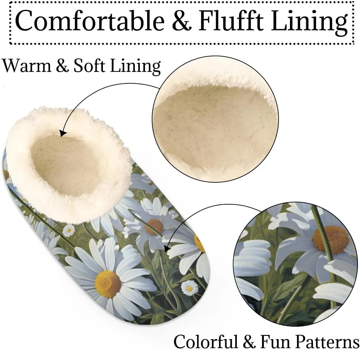 QsirBC Beautiful Chrysanthemum Field Slippers for Women Men Soft Memory Foam Slippers Non-Slip Soles Indoor Outdoor Cozy Fuzzy Warm Slippers