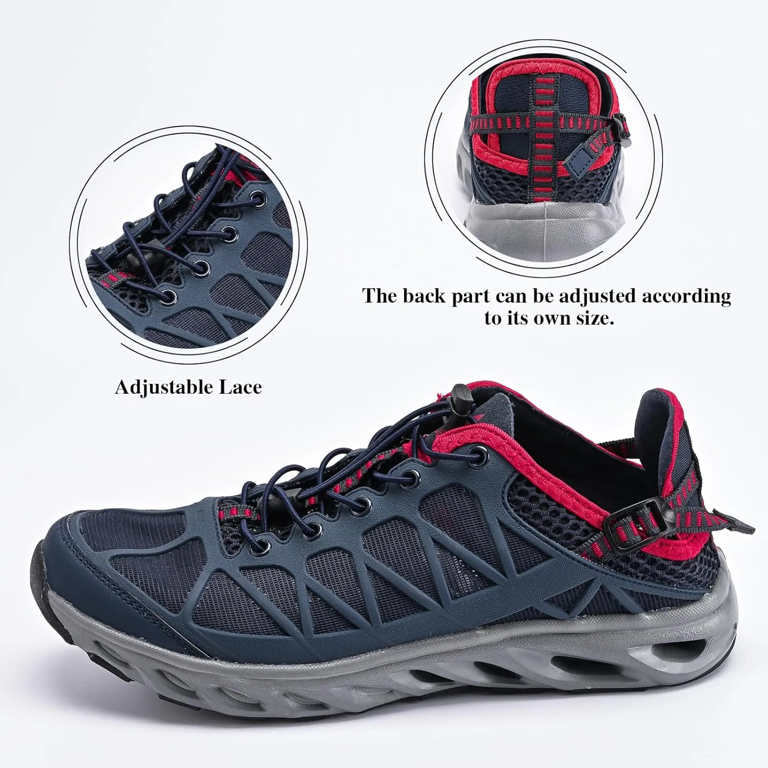 Queday Men's Women's Amphibious Water Shoes Closed Toe Hiking Sandals Summer Outdoor Water Sandal Non-Slip River Shoes Quick Drying