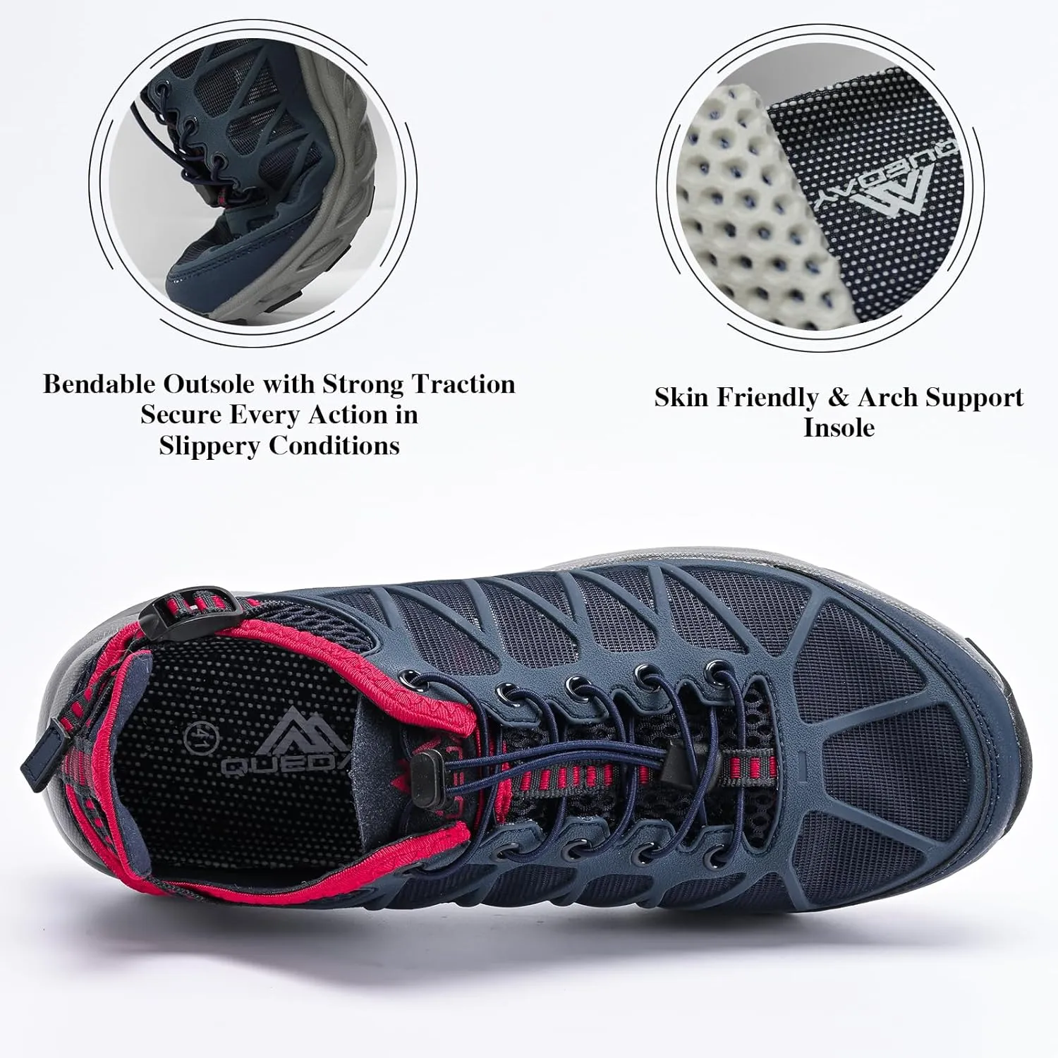 Queday Men's Women's Amphibious Water Shoes Closed Toe Hiking Sandals Summer Outdoor Water Sandal Non-Slip River Shoes Quick Drying