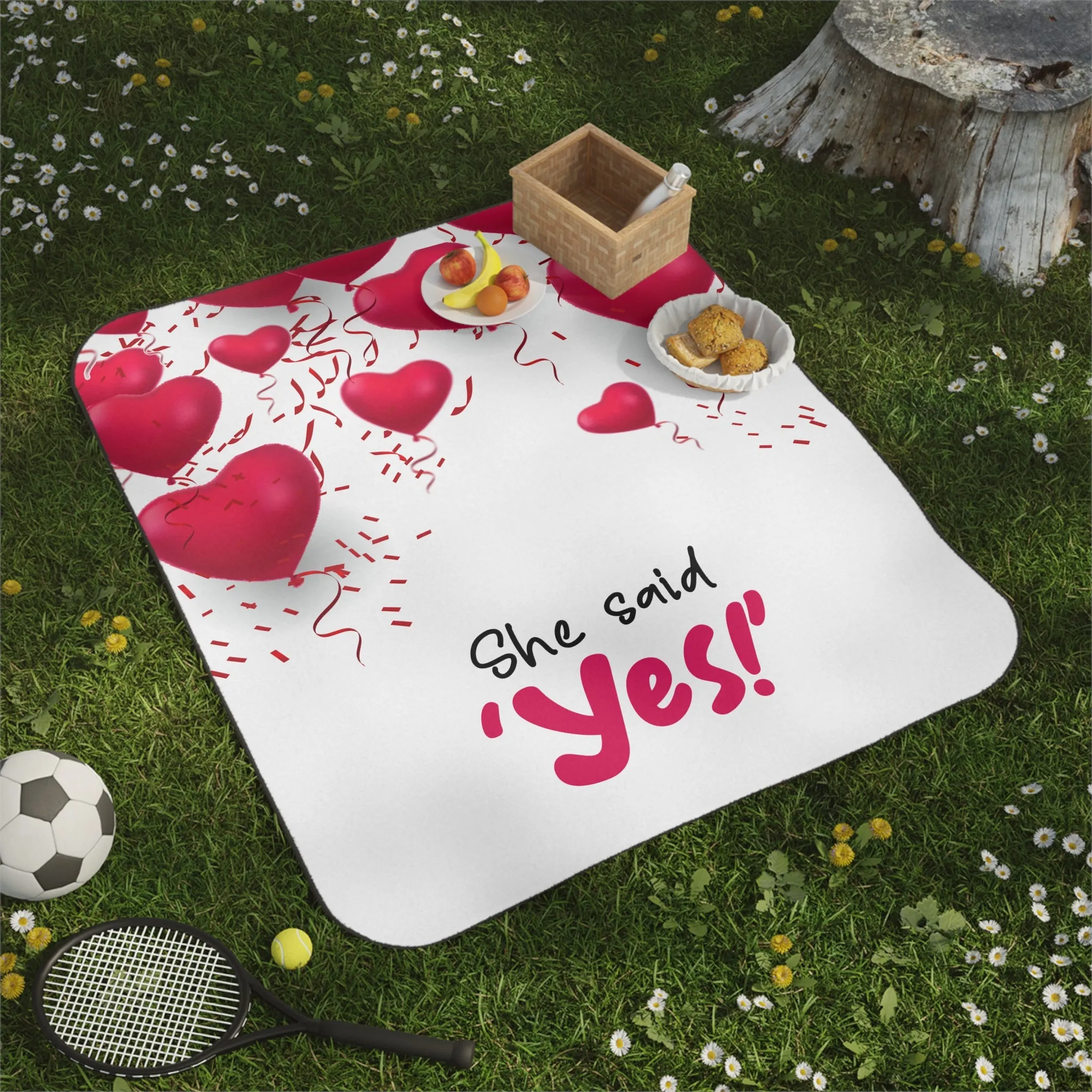 "She Said Yes" Picnic Blanket