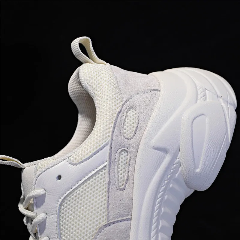 RASFAB 109 Genuine Leather Mesh Breathable Women's Platform Sneakers