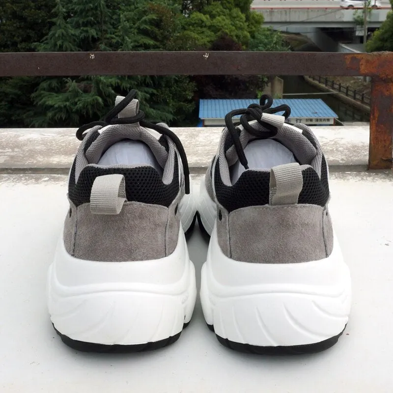 RASFAB 109 Genuine Leather Mesh Breathable Women's Platform Sneakers
