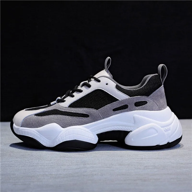RASFAB 109 Genuine Leather Mesh Breathable Women's Platform Sneakers