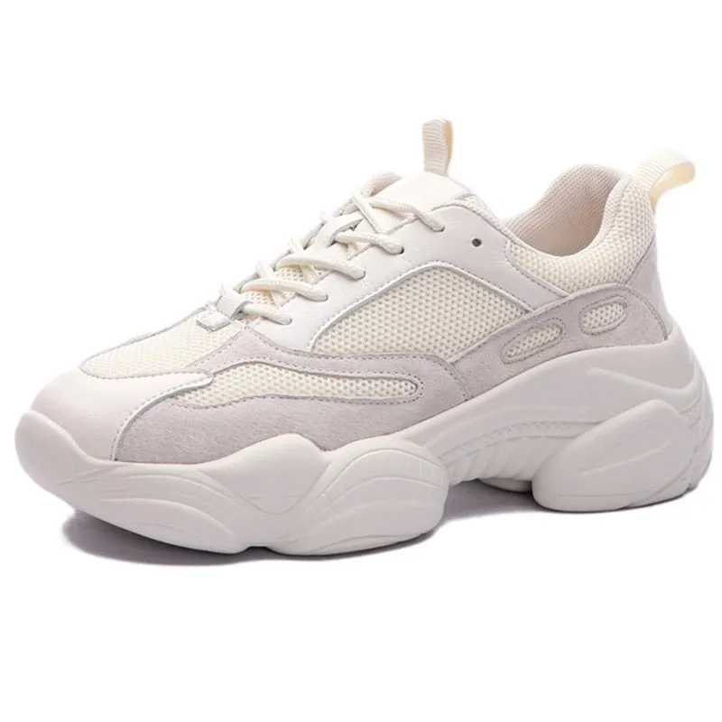RASFAB 109 Genuine Leather Mesh Breathable Women's Platform Sneakers