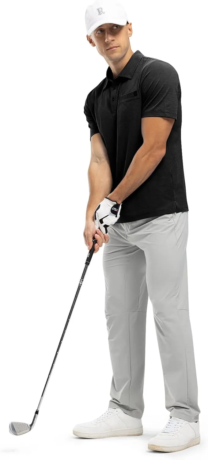 Rdruko Men's Polo Shirts Short Sleeve Dry Fit Golf Shirt with Pocket Collared Tee Shirts Athletic Casual
