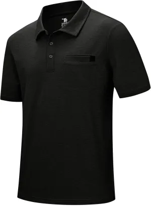 Rdruko Men's Polo Shirts Short Sleeve Dry Fit Golf Shirt with Pocket Collared Tee Shirts Athletic Casual