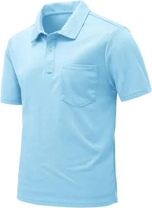 Rdruko Men's Polo Shirts Short Sleeve Quick Dry Outdoor Golf Sports Shirts with Pocket