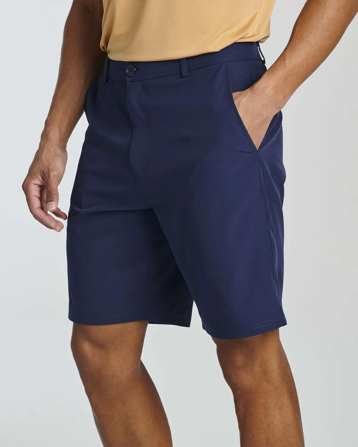Real Essentials 3 Pack: Mens 9" Golf Shorts Pockets - Flat Front Casual Work Workout Active Hiking Sport