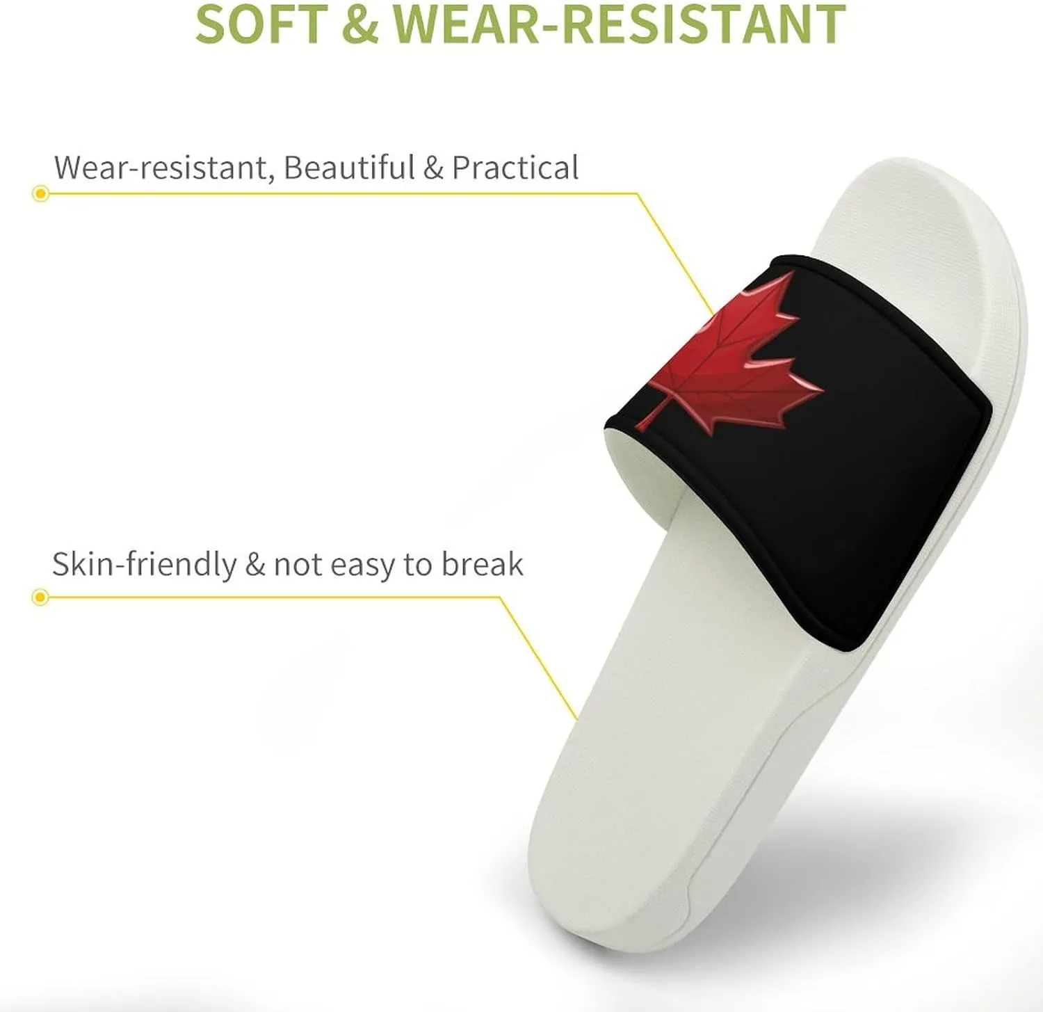 Red Canada Flag Maple Leaf Open Toe Slippers for Women And Men Non Slip Shower Slippers Home Slippers