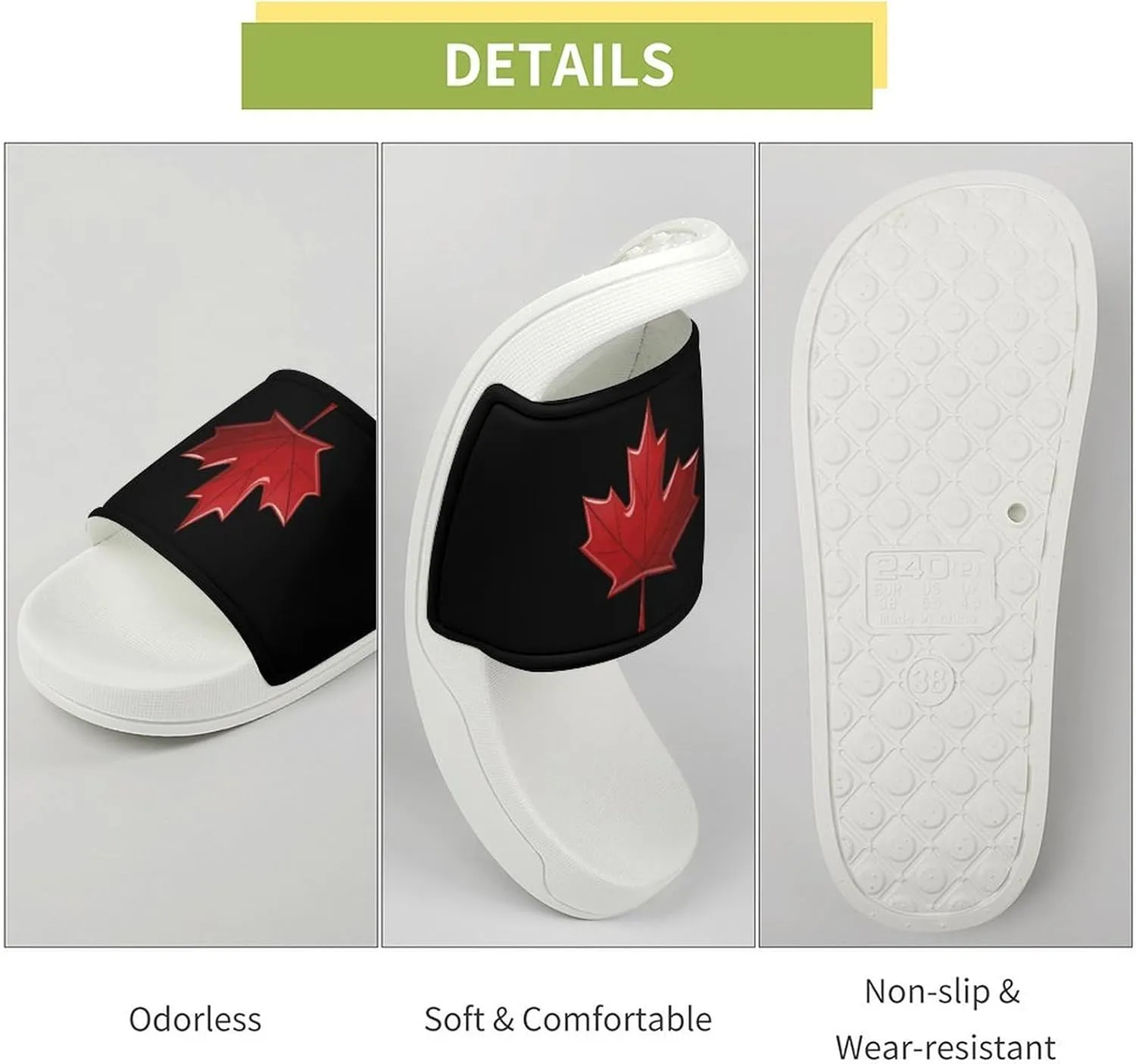 Red Canada Flag Maple Leaf Open Toe Slippers for Women And Men Non Slip Shower Slippers Home Slippers