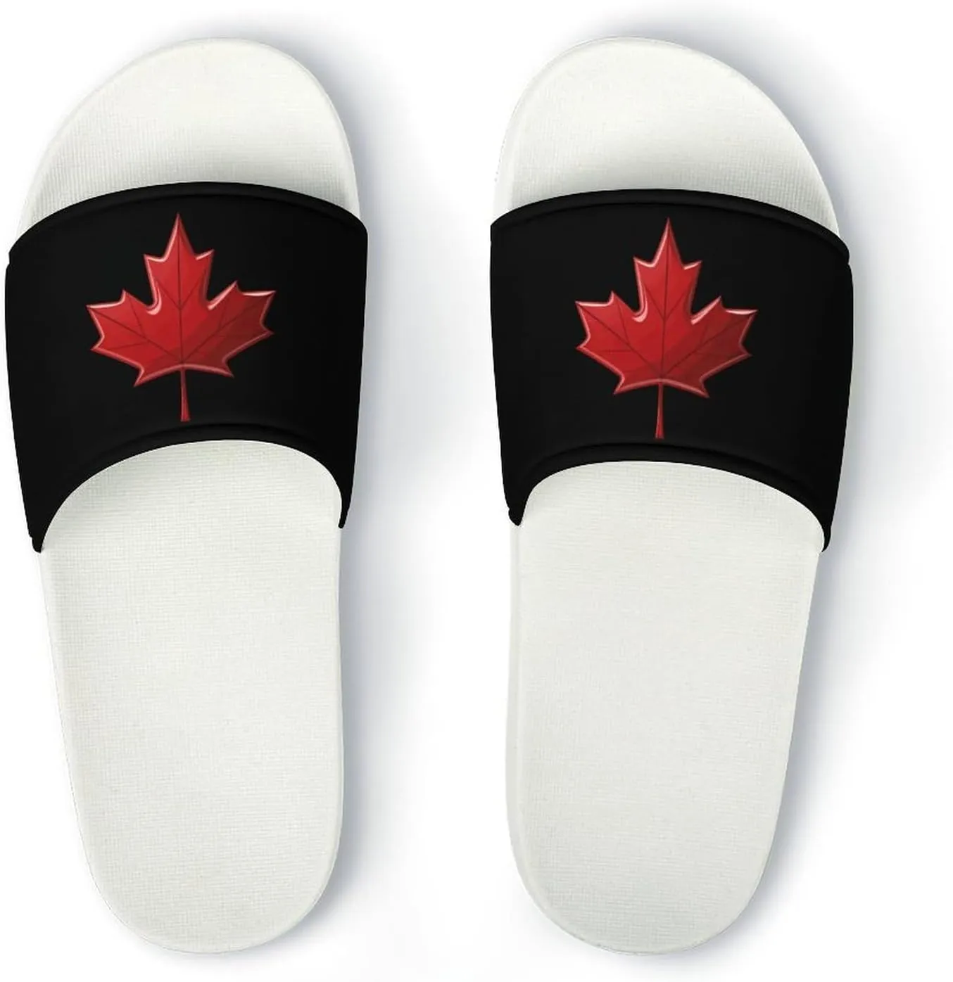 Red Canada Flag Maple Leaf Open Toe Slippers for Women And Men Non Slip Shower Slippers Home Slippers