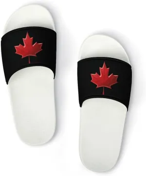 Red Canada Flag Maple Leaf Open Toe Slippers for Women And Men Non Slip Shower Slippers Home Slippers