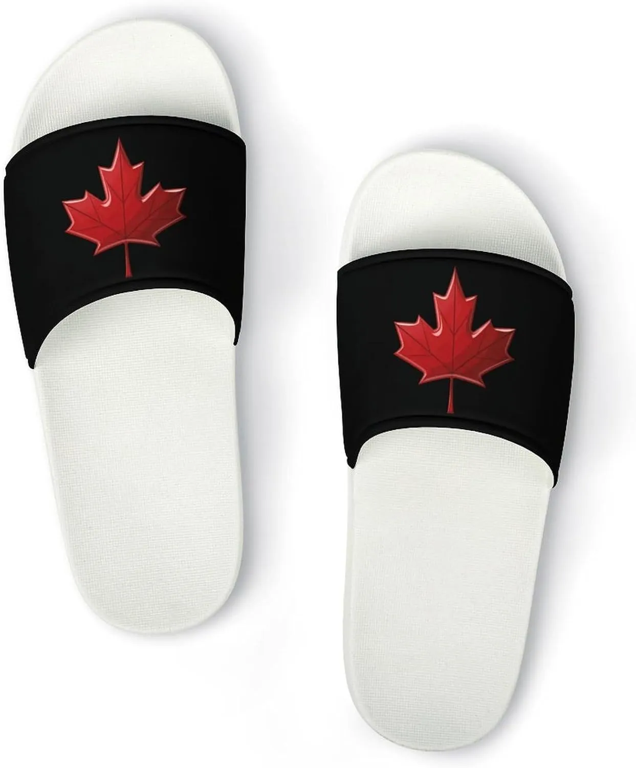 Red Canada Flag Maple Leaf Open Toe Slippers for Women And Men Non Slip Shower Slippers Home Slippers