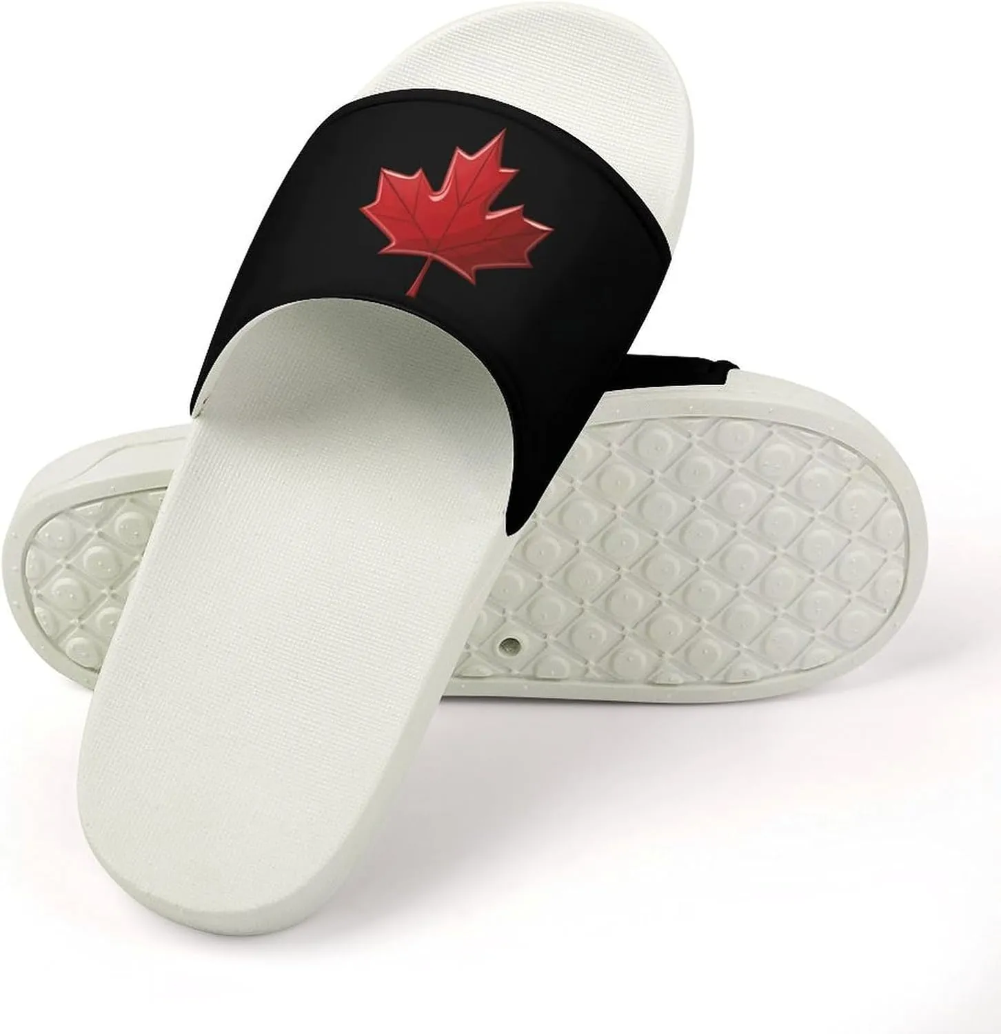 Red Canada Flag Maple Leaf Open Toe Slippers for Women And Men Non Slip Shower Slippers Home Slippers