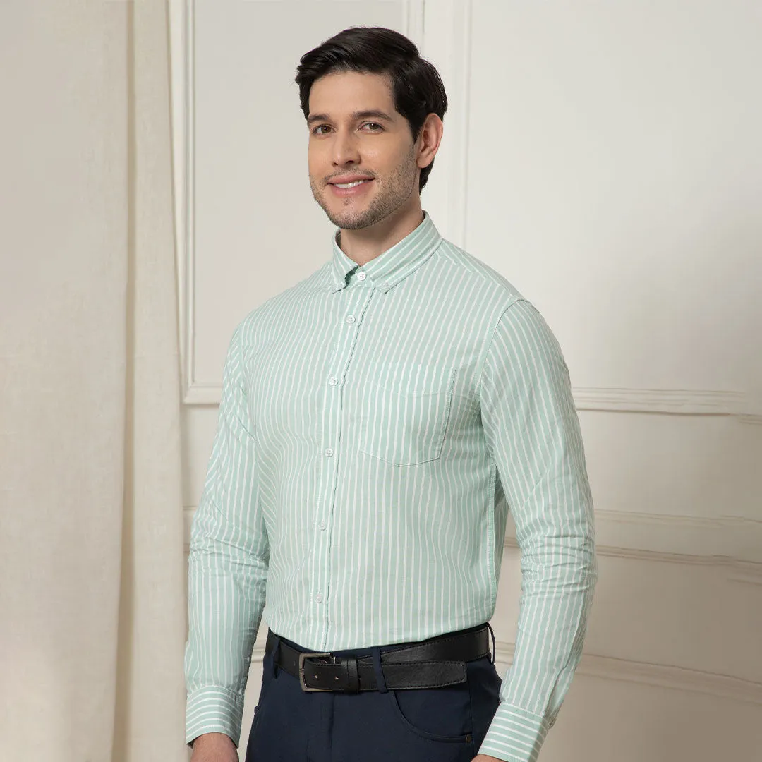Regal Oxford Stripe Shirt In Sage