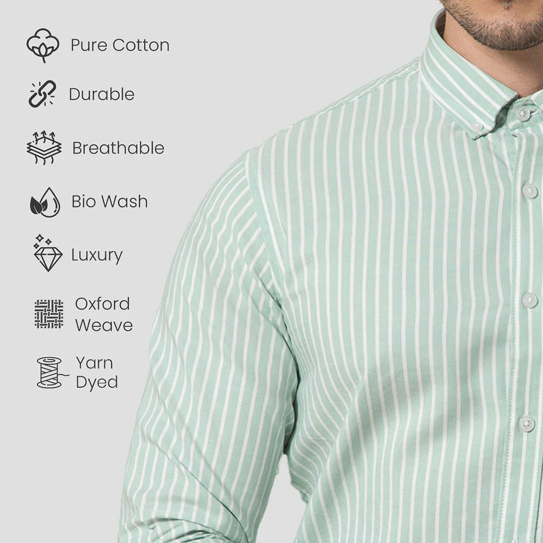 Regal Oxford Stripe Shirt In Sage