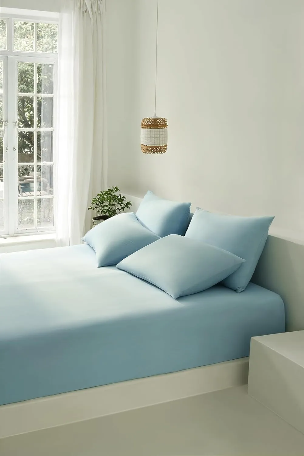 REST® Evercool®  Starter Sheet Set, King, Light Blue, Breathable Bed Sheets for Hot Sleeper and Night Sweats, with Pillowcases, Ionic  Self-Cleaning Silver Yarn for Sensitive Skin, 3PCS No Flat Sheet