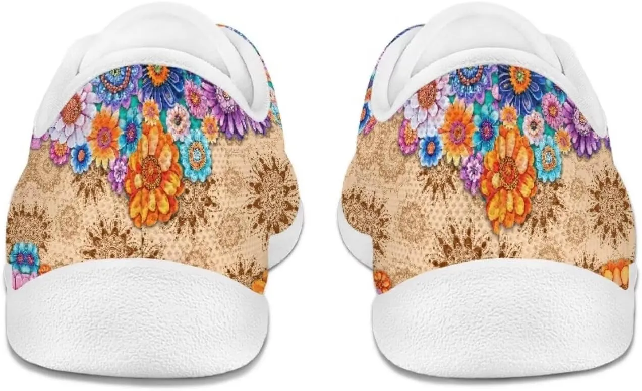 Retro Hippie Flower Power Barefoot Shoes Women Dressy Flat Sole Casual Sneakers Walking Workout Tennis Shoes