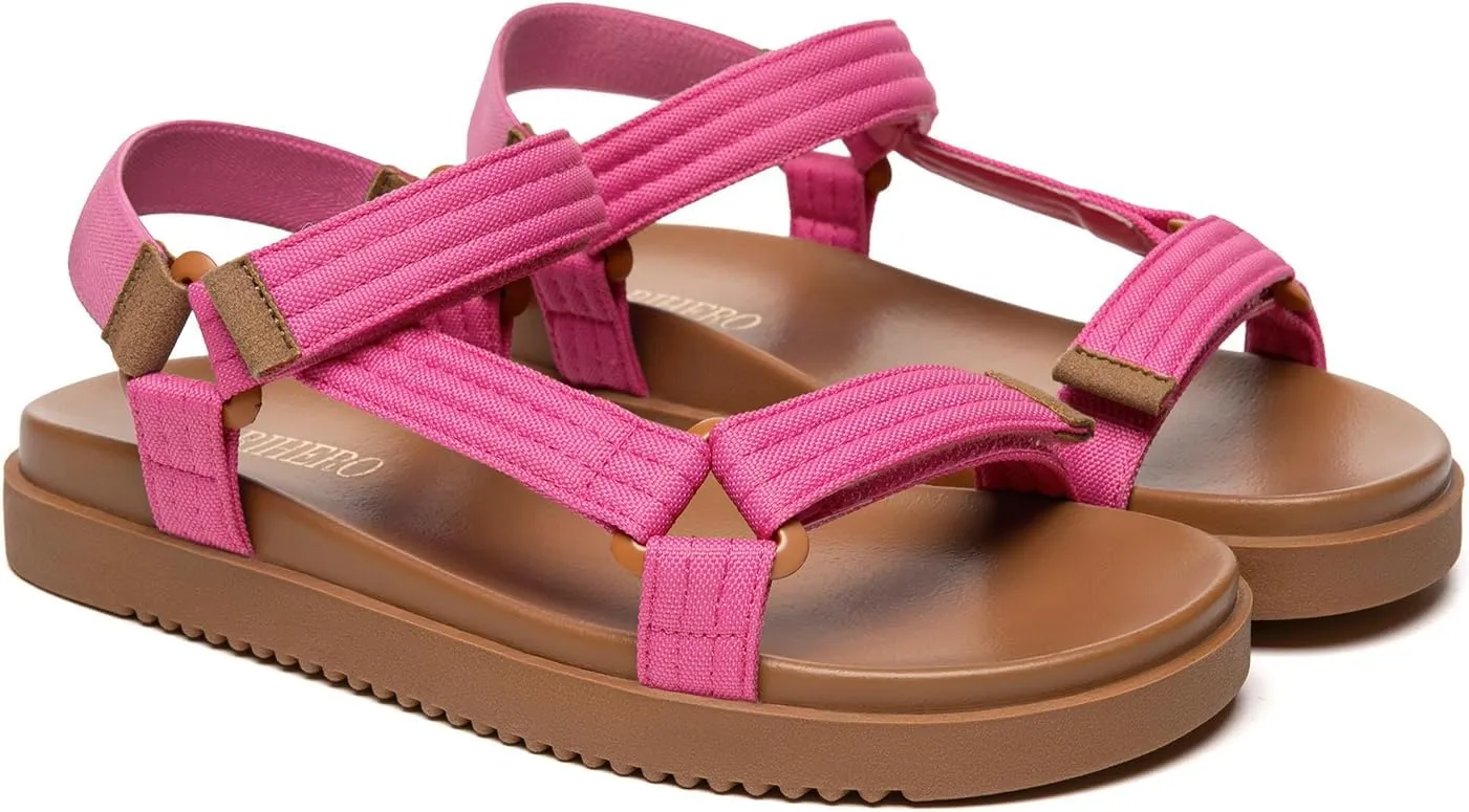 Rihero Women's Flat Sandals Comfortable Open Toe Adjustable Strap Walking Footbed Sandals