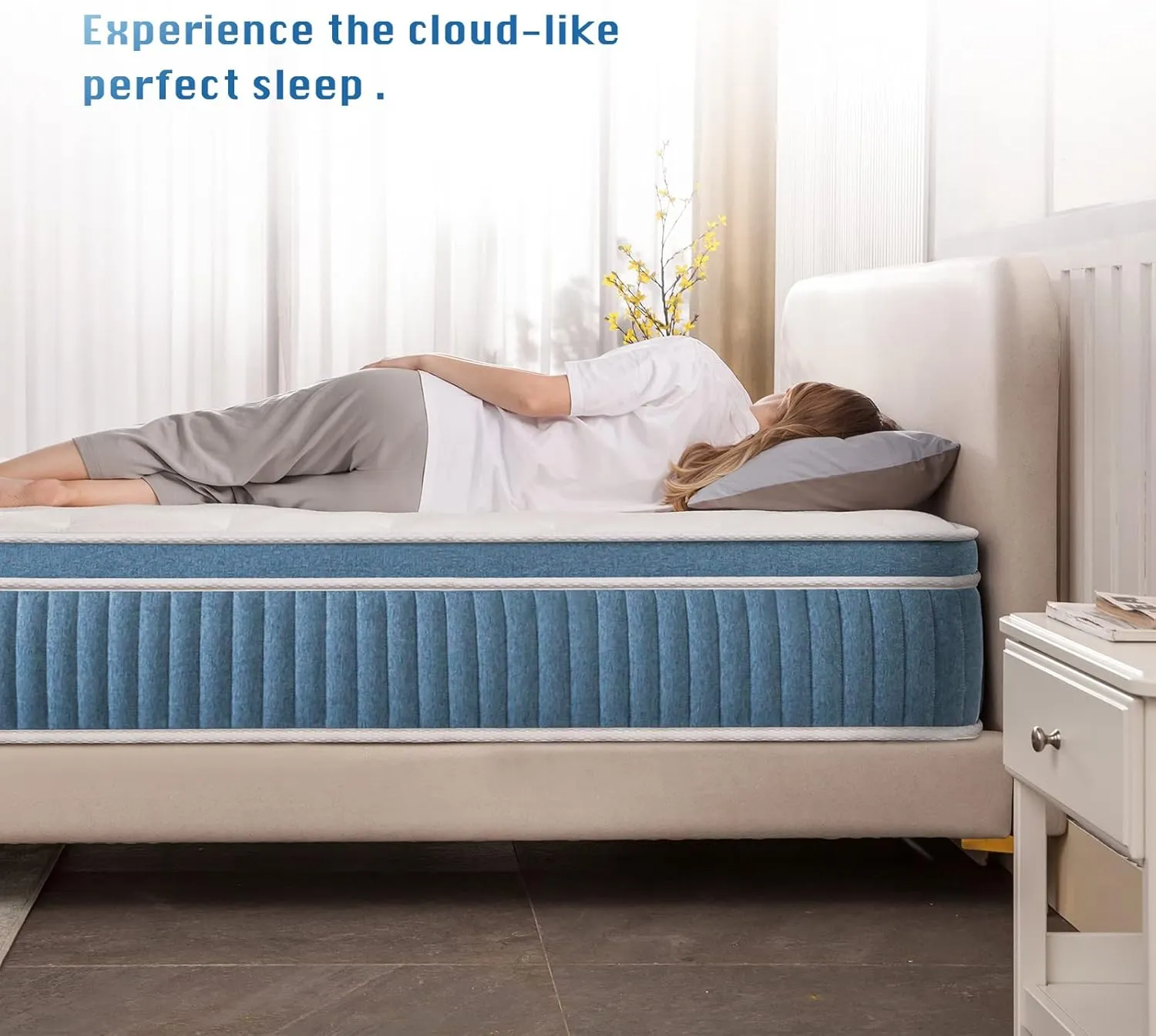Rimensy King Mattress, 14 Inch Hybrid Mattress in a Box, Gel Foam Mattress, Individually Wrapped Pocket Coils Innerspring Mattress, Support & Pressure Relief, Medium, 76"*80"*14"