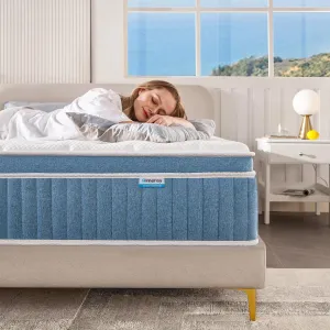 Rimensy King Mattress, 14 Inch Hybrid Mattress in a Box, Gel Foam Mattress, Individually Wrapped Pocket Coils Innerspring Mattress, Support & Pressure Relief, Medium, 76"*80"*14"