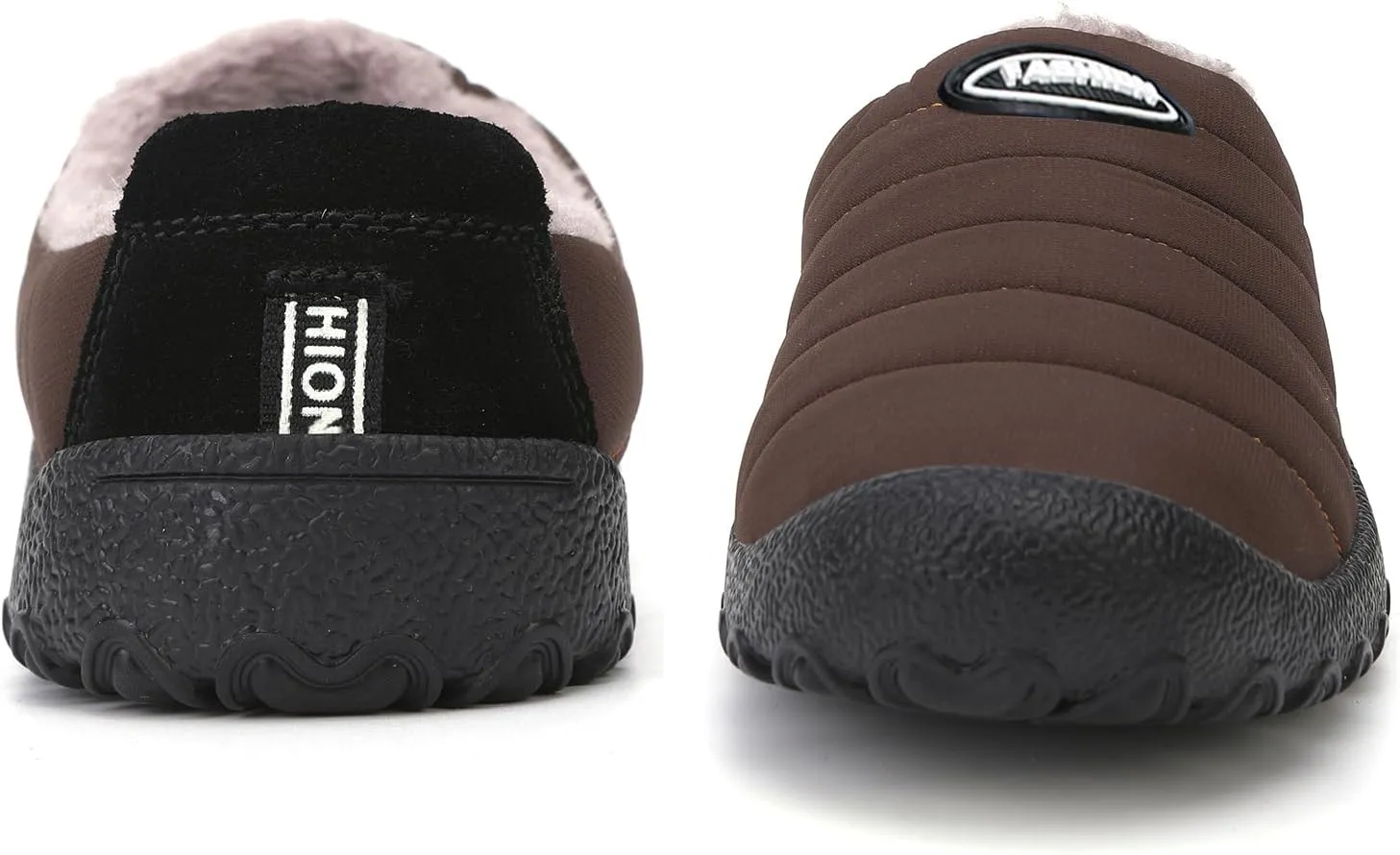 Rojeam Mens Womens Winter Warm Slippers Fur Lined House Shoes Non-Slip for Indoor Outdoor