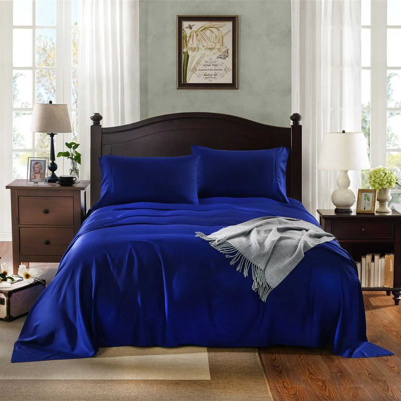 Royal Comfort 1000TC Rich Breathable Natural Bamboo Collection Sheets Set Indigo Double