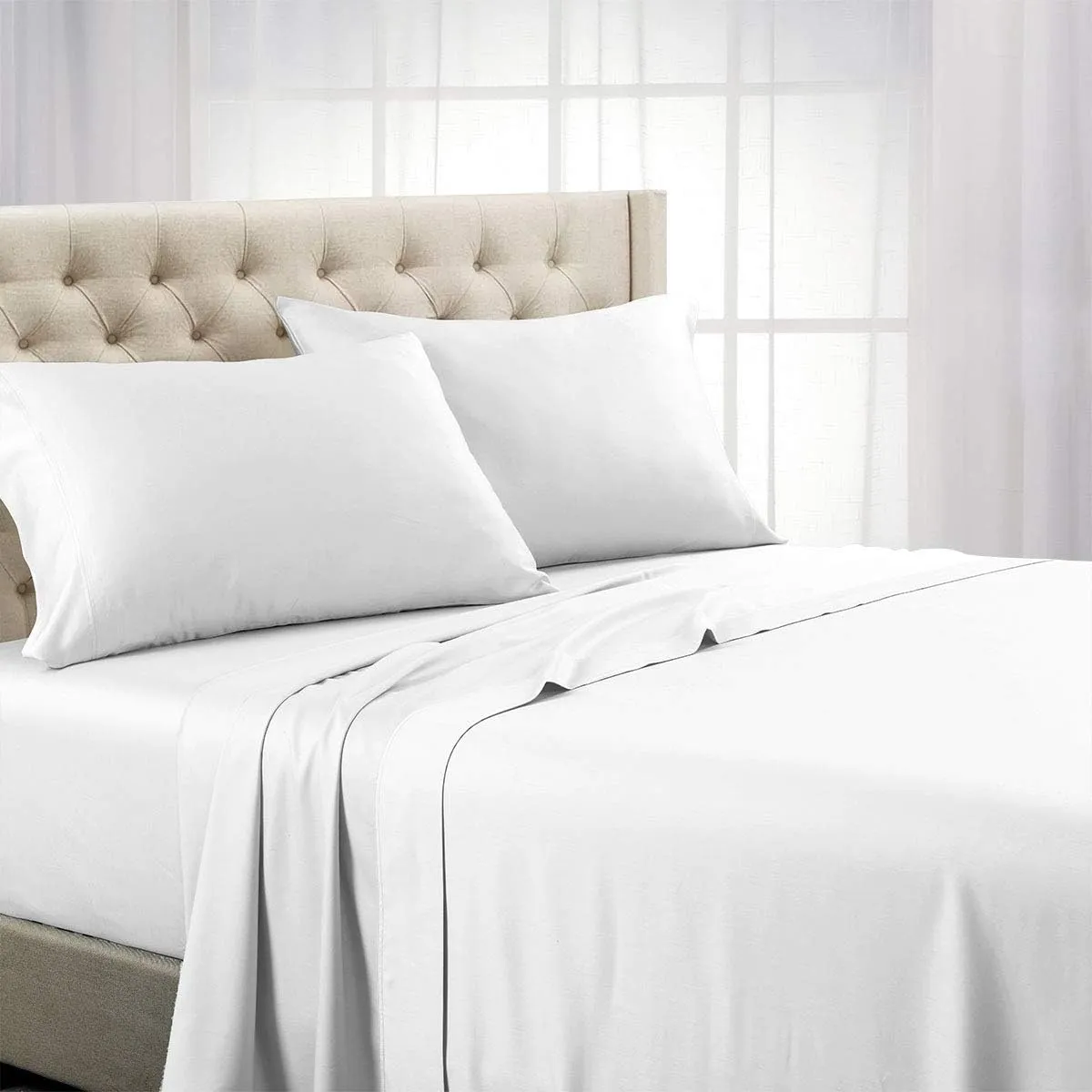 Royal Tradition Solid 600 Thread Count, 100-Percent Cotton Twin Extra Long (XL) Bed Sheets Set (White) Breathable, Deep Pocket, 3 Piece Sheet Set