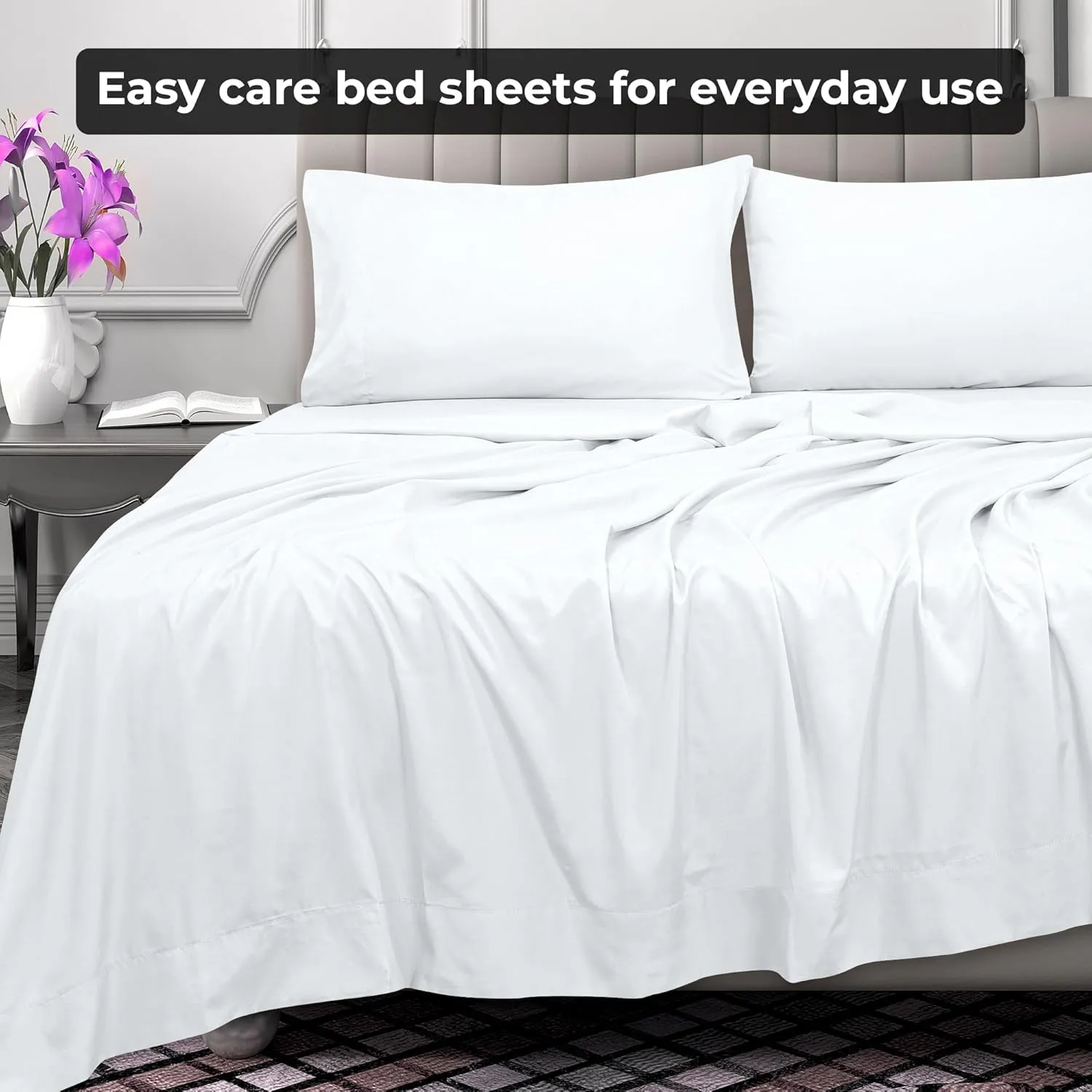 Royale Linens 6 Pack Bulk Flat Sheet Set - Top Sheets - Soft 1800 Microfiber -Wrinkle & Stain Resistant - for Hotel, Massage Table, Hospital, Dorm - Twin XL Flat Sheet Sold Separately (Twin Xl, White)
