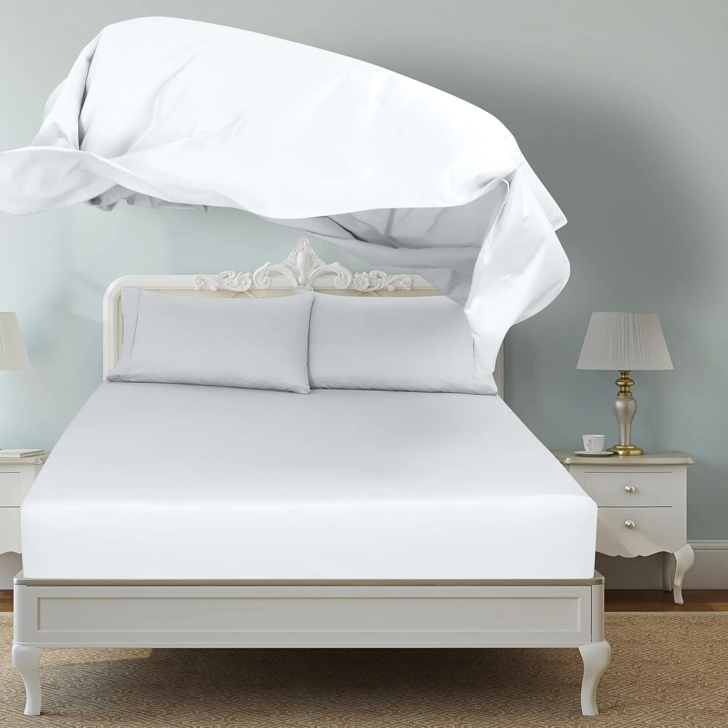 Royale Linens 6 Pack Bulk Flat Sheet Set - Top Sheets - Soft 1800 Microfiber -Wrinkle & Stain Resistant - for Hotel, Massage Table, Hospital, Dorm - Twin XL Flat Sheet Sold Separately (Twin Xl, White)
