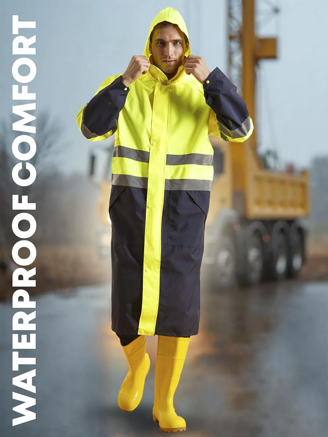 Safety Raincoat ALBATROSS PLUS Long Hooded Waterproof Emergency Rain Jacket Poncho for Men Women Adults