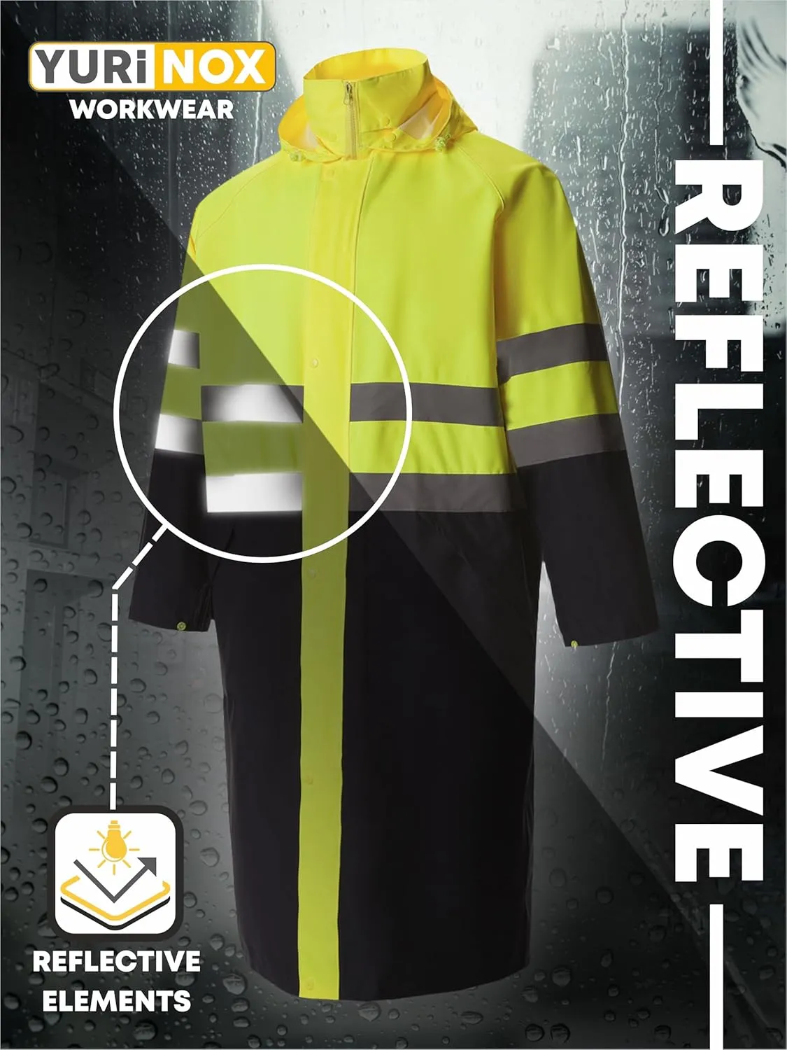 Safety Raincoat ALBATROSS PLUS Long Hooded Waterproof Emergency Rain Jacket Poncho for Men Women Adults