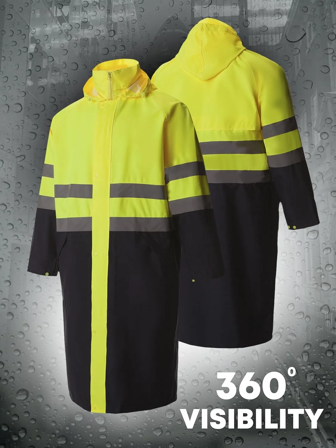 Safety Raincoat ALBATROSS PLUS Long Hooded Waterproof Emergency Rain Jacket Poncho for Men Women Adults
