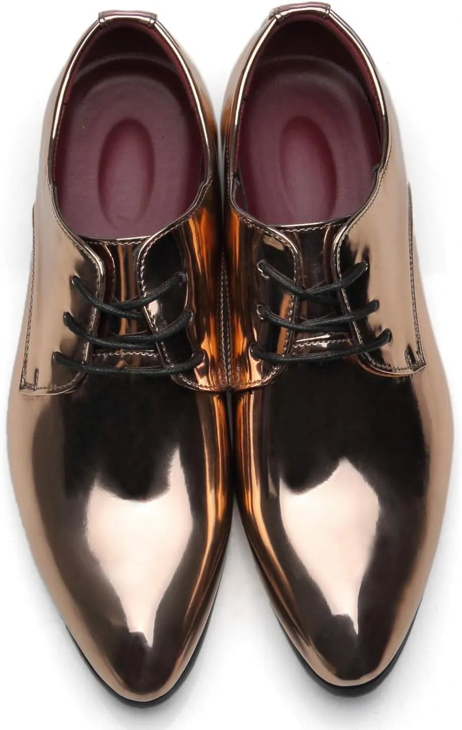 Santimon Men's Oxford Shoes Dress Pointed Toe Shiny Patent Leather Lace Up Casual Prom Party Shoes