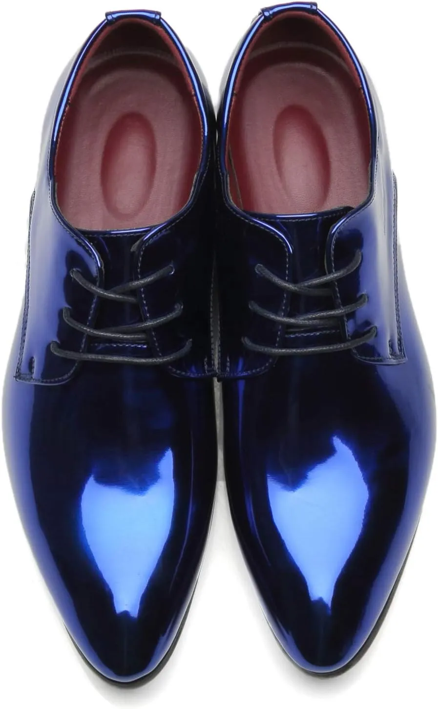 Santimon Men's Oxford Shoes Dress Pointed Toe Shiny Patent Leather Lace Up Casual Prom Party Shoes