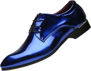 Santimon Men's Oxford Shoes Dress Pointed Toe Shiny Patent Leather Lace Up Casual Prom Party Shoes