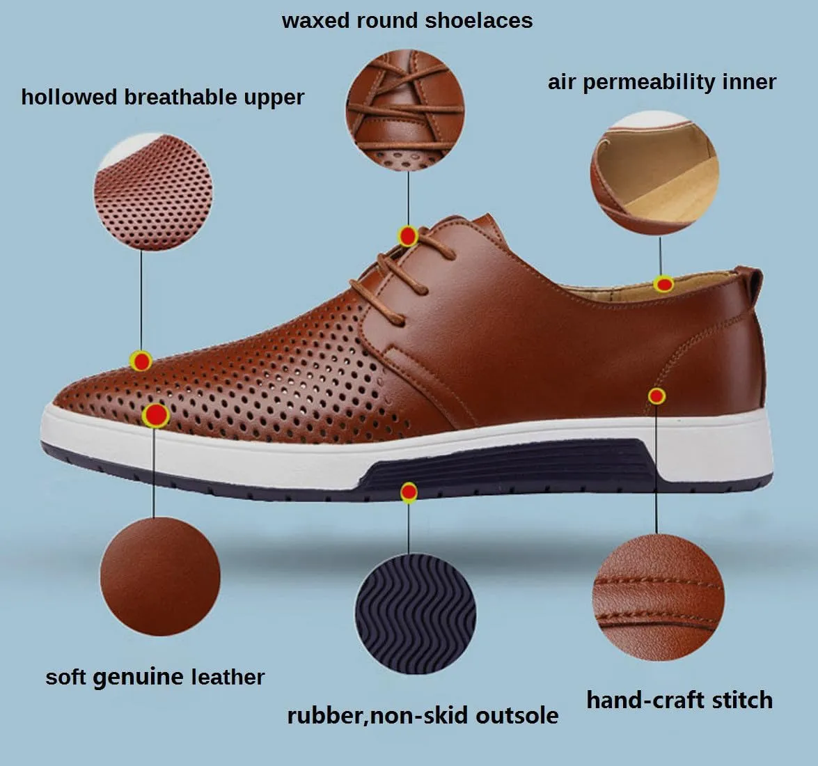 Santimon Men's Oxfords Shoes Casual Lace Up Breathable Formal Dress Mens Slip On Sneakers