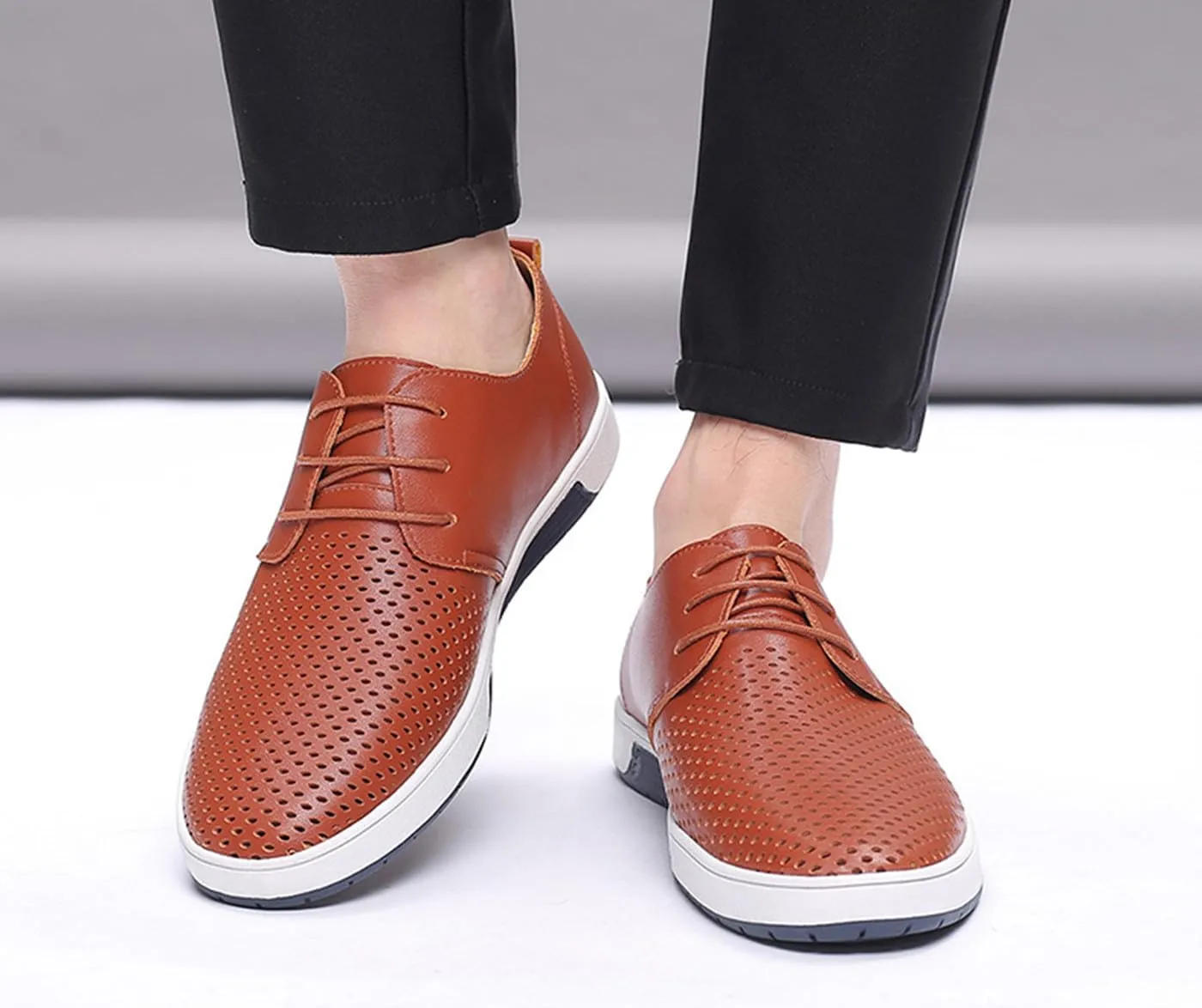 Santimon Men's Oxfords Shoes Casual Lace Up Breathable Formal Dress Mens Slip On Sneakers