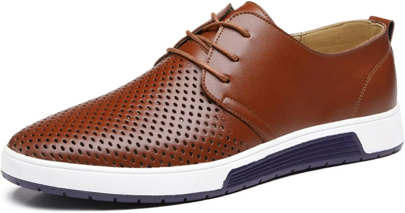 Santimon Men's Oxfords Shoes Casual Lace Up Breathable Formal Dress Mens Slip On Sneakers