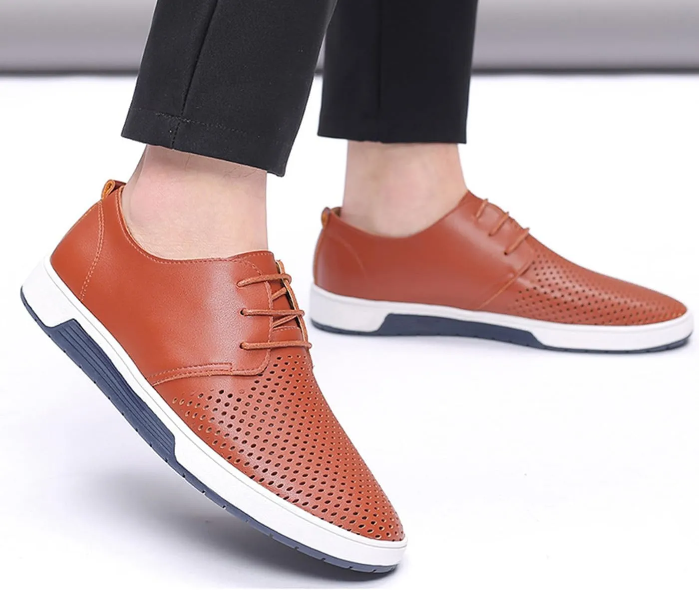 Santimon Men's Oxfords Shoes Casual Lace Up Breathable Formal Dress Mens Slip On Sneakers